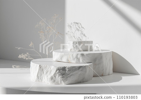 White Stone Podium for Cosmetic Product Display 110193803