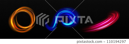 Light waved and circular neon elements Light waved and circular neon elements 110194297