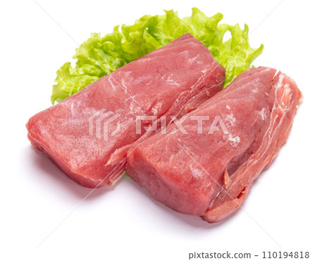 Fresh tuna Fish steak isolated on a white background Fresh tuna Fish steak isolated on a white background 110194818