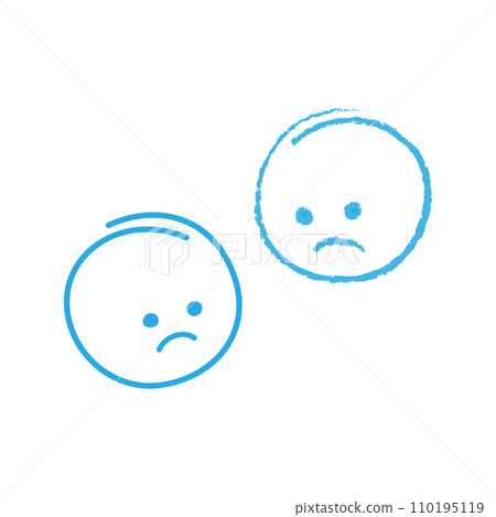Sketch of 2 sad emoticons in trendy blue. Design elements for greeting with blue monday day or other Sketch of 2 sad emoticons in trendy blue. Design elements for greeting with blue monday day or other 110195119
