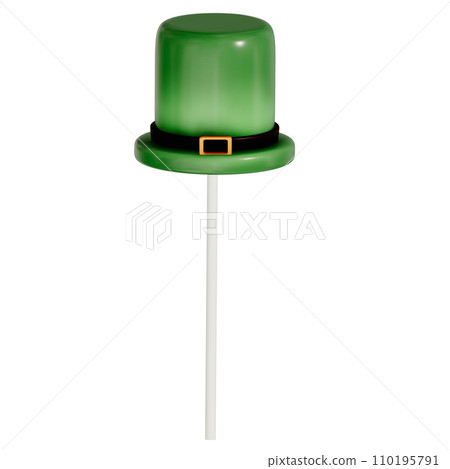 St. Patrick's day dessert Chocolate Mint leprechaun cake pop with shamrock on transparent background, 3D Rendering 110195791