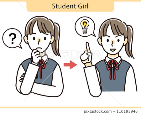 A female student who had something she didn't understand/a female student who understood something Illustration material A female student who had something she didn't understand/a female student who understood something Illustration material 110195946