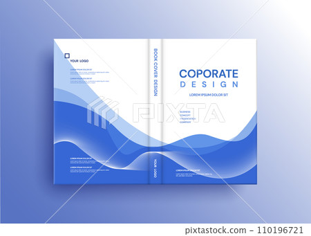 Brochure template layout, cover design annual report, magazine, flyer in A4 with blue wavy lines for business, education, advertisement. Vector illustration. 110196721