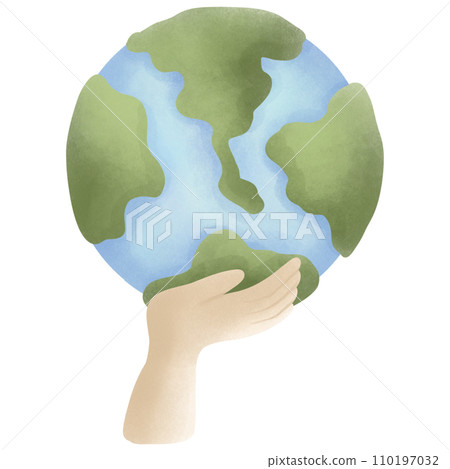 hand holding the earth illustration save the earth hand holding the earth illustration save the earth 110197032