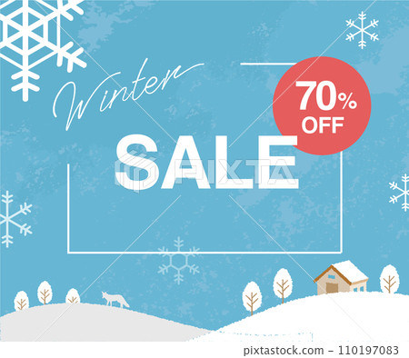 可用於冬季風景聖誕銷售的橫幅模板 110197083