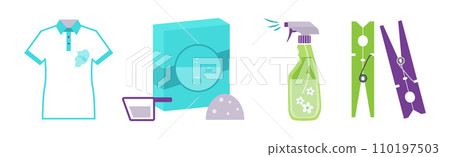 Laundry Items and Object as Clothes Washing Vector Set Laundry Items and Object as Clothes Washing Vector Set 110197503