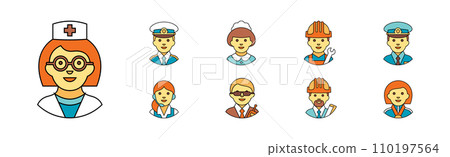 Different People Profession Icon with Avatar Picture Vector Set Different People Profession Icon with Avatar Picture Vector Set 110197564