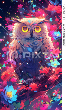 手绘卡通猫头鹰插画图片 110197642