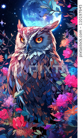 手绘卡通猫头鹰插画图片 110197645