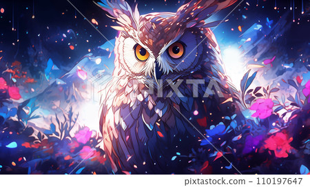 手绘卡通猫头鹰插画图片 110197647