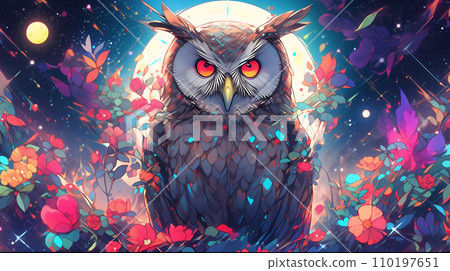 手绘卡通猫头鹰插画图片 110197651
