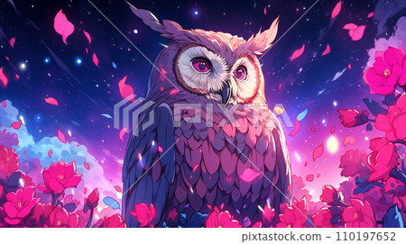 手绘卡通猫头鹰插画图片 110197652