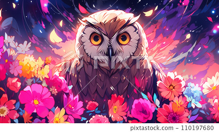 手绘卡通猫头鹰插画图片 110197680