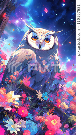 手绘卡通猫头鹰插画图片 110197681