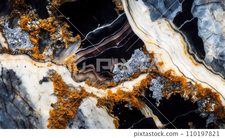 Colorful intricate marble with golden veins background. Stone background. Generative AI 110197821