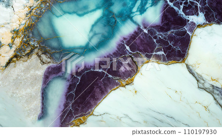 Colorful intricate marble with golden veins background. Stone background. Generative AI Colorful intricate marble with golden veins background. Stone background. Generative AI 110197930