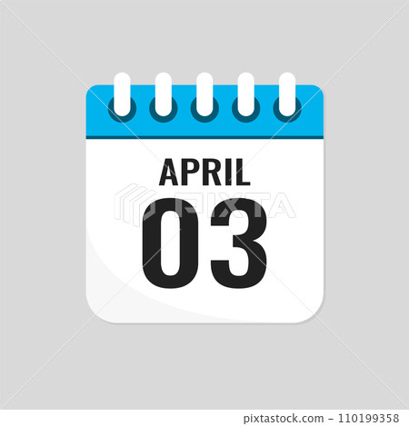 Icon page calendar day - 3 April 110199358