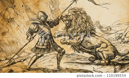 medieval style scene with fight 110199554