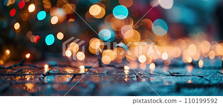 Dark street of the night city bokeh 110199592
