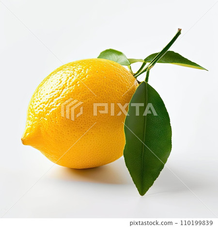 lemon with leaf isolated on white background 110199839