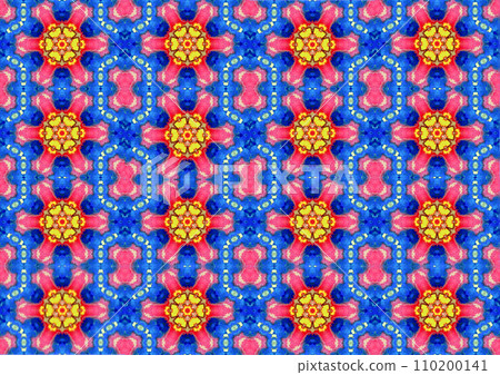An abstract drawing created from several drawings with red stars on a blue background combined into one. The drawing has symmetry. An abstract drawing created from several drawings with red stars on a blue background combined into one. The drawing has symmetry. 110200141