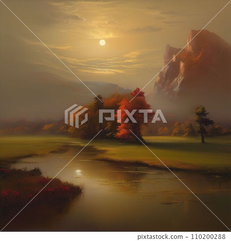 The sun is almost setting or the moon is too bright (AI composite image) The sun is almost setting or the moon is too bright (AI composite image) 110200288