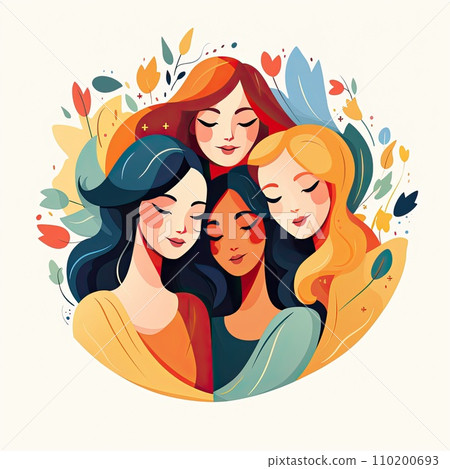 Girls friends illustration in cartoon style Girls friends illustration in cartoon style 110200693