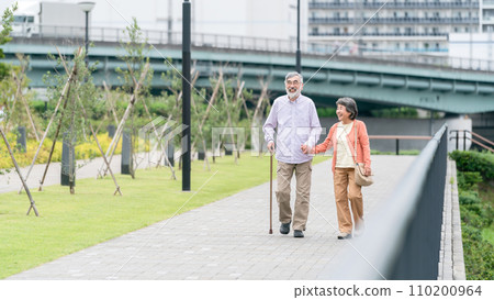 Senior couple walking Senior couple walking 110200964