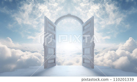 Open door to the blue cloudy sky 110201339