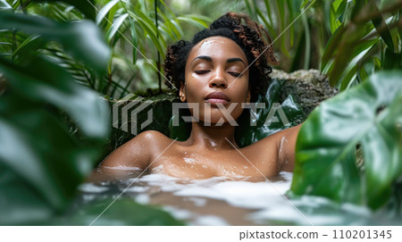 woman relaxing in the bath woman relaxing in the bath 110201345