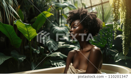 woman relaxing in the bath woman relaxing in the bath 110201347