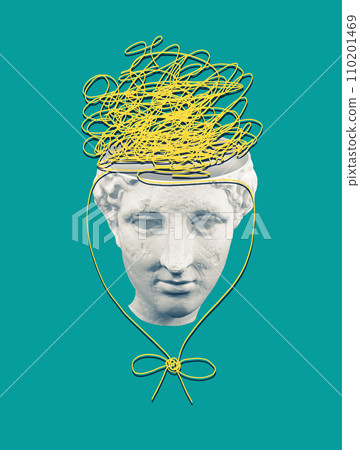 Abstract human brain, drawn style. Creative idea symbol, art design or collage. Mental Health and help concept Abstract human brain, drawn style. Creative idea symbol, art design or collage. Mental Health and help concept 110201469