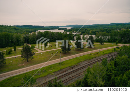 viev from suspension bridge at Nipigon ON, Canada 110201920