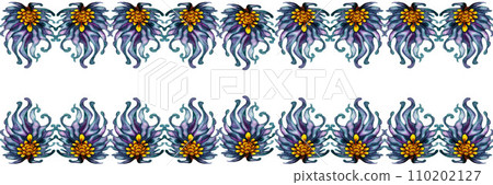 Watercolor seamless border with green wood dragon tail for invitations, bookmarks, frames, borders, scrapbooking, gift ribbons. Lunar New Year symbol illustration elements isolated on white background 110202127
