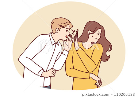 Self-sufficient woman turns away from screaming man after insults or unpleasant words. Vector image Self-sufficient woman turns away from screaming man after insults or unpleasant words. Vector image 110203158
