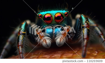 Spider macro photography extreme close-up 110203609