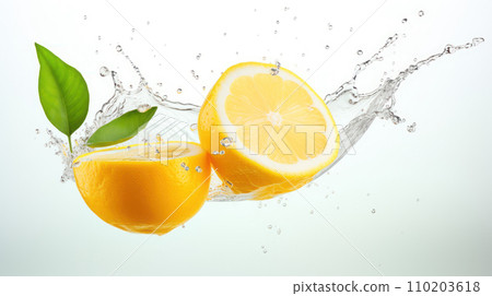Lemon splashing on the isolated background Lemon splashing on the isolated background 110203618