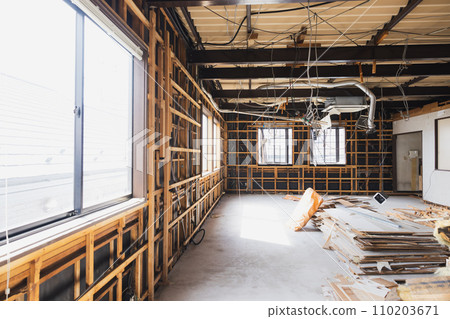 Construction site where demolition has begun 110203671