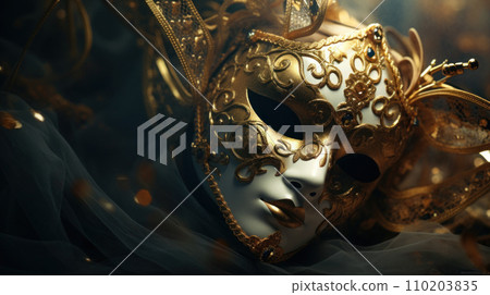 Venetian masks golden toner close-up Venetian masks golden toner close-up 110203835