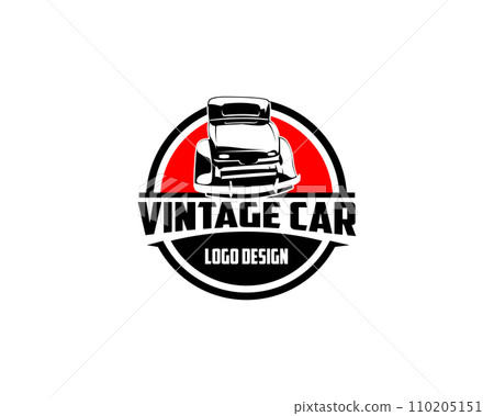 1932s ford caupe car logo isolated white background view from side. vector illustration available in eps 10. 110205151