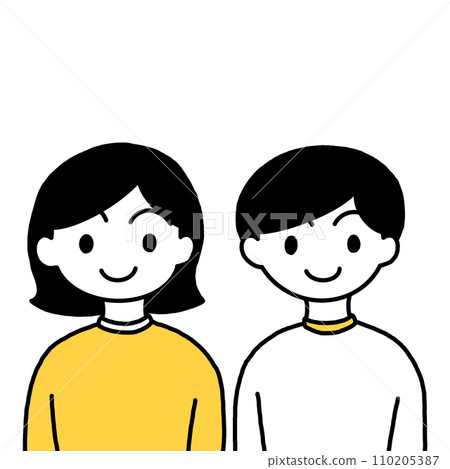 Two black-haired men facing forward (upper body) Two black-haired men facing forward (upper body) 110205387