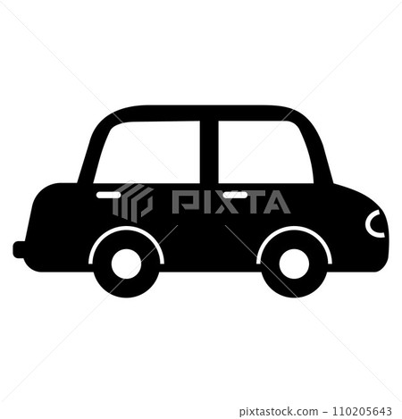 The silhouette of a small car on a white background. The vehicle icon is a side view. Vector isolated stencil illustration The silhouette of a small car on a white background. The vehicle icon is a side view. Vector isolated stencil illustration 110205643
