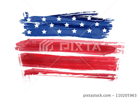 Abstract grunge brushed flag of United States of America. Template for horizontal holiday banner. 110205963