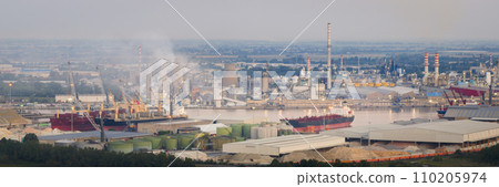 Drone view of industrial distict and port area of Ravenna Drone view of industrial distict and port area of Ravenna 110205974