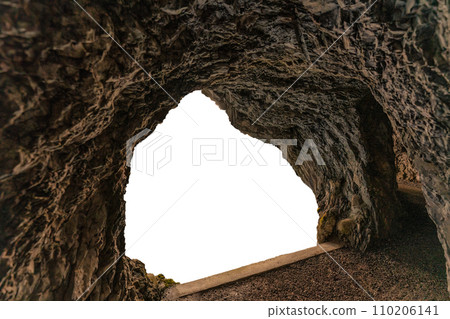 Natural linestone cave and white background Natural linestone cave and white background 110206141