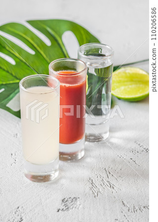 Shots of Bandera Cocktail 110206586