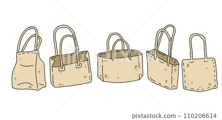 Fabric bag. Cloth eco shopper. Flat cartoon illustration. Cotton accessory, recycled natural empty handbag. 110206614