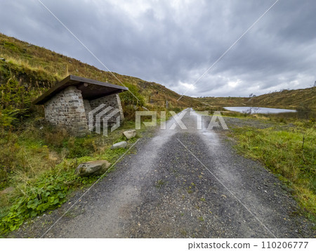 View of the shelter at Bonny Glen in County Donegal - Ireland. View of the shelter at Bonny Glen in County Donegal - Ireland. 110206777