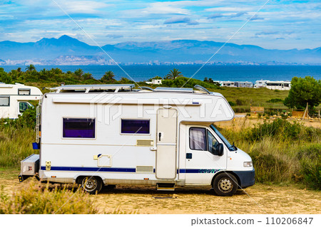 Caravans on sea coast, Spain Caravans on sea coast, Spain 110206847
