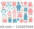 Collection of clothes for babies. Fashion garments for boys and girls.  110207044